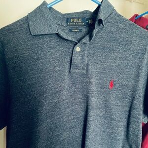 Ralph Lauren custom fit blue heather polo shirt small